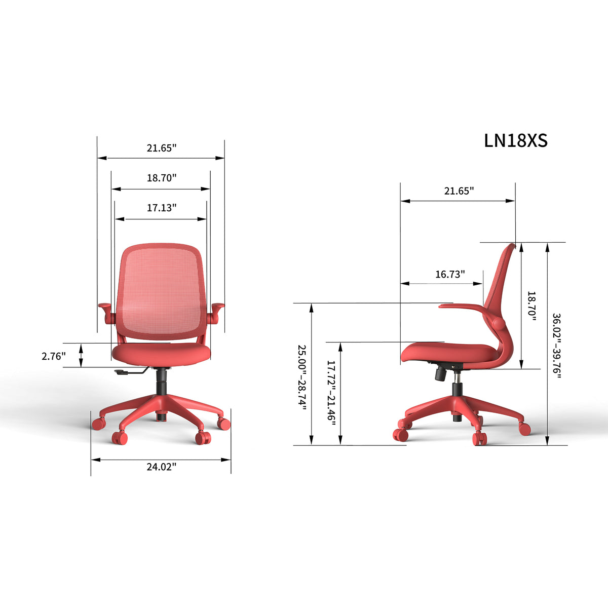 Anthony & Home ergonomic mesh office chair with integrated molded foam cushion, red Atelier Collection chair for comfortable seating