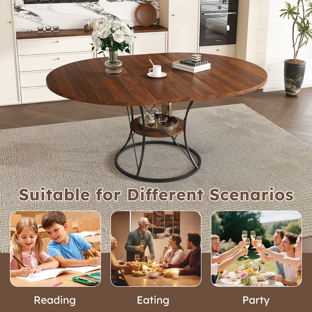 Anthony & Home Studio Round Extendable Dining Table in solid wood, showcasing its polished surface and extendable design.