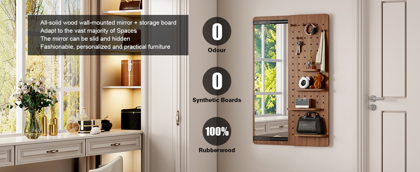Walnut wall-mounted full-length mirror by Anthony & Home showing a sleek, modern design with a sturdy frame and reflective glass surface.