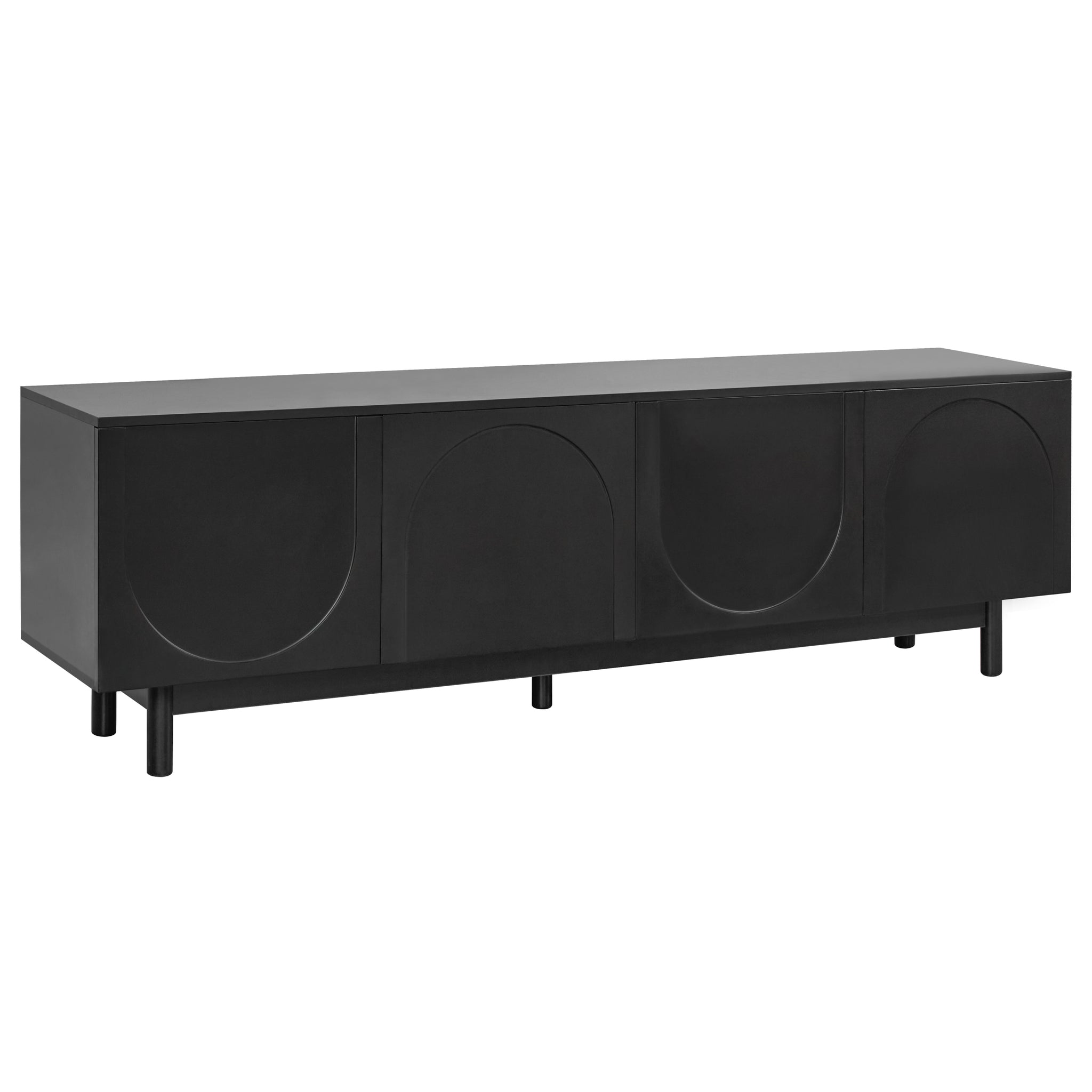 Anthony & Home solid wood-legged arch-cabinet TV stand, 78-inch studio style for modern living room decor.