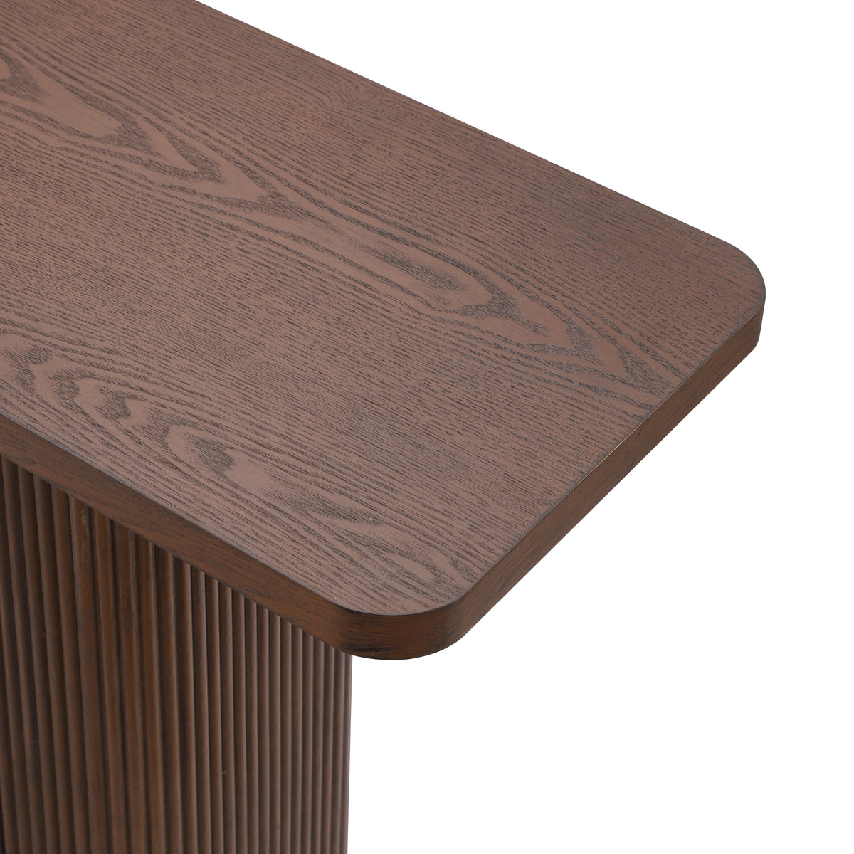 Anthony & Home console table with ash veneer top, fluted base, and metal accents for a stylish living space.