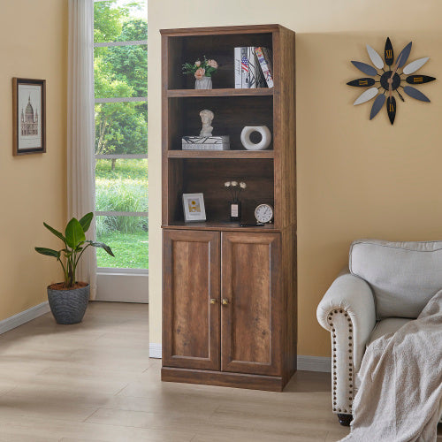 1 Door Bookshelf With USB Port And 3 Open Shelf Rustic Brown