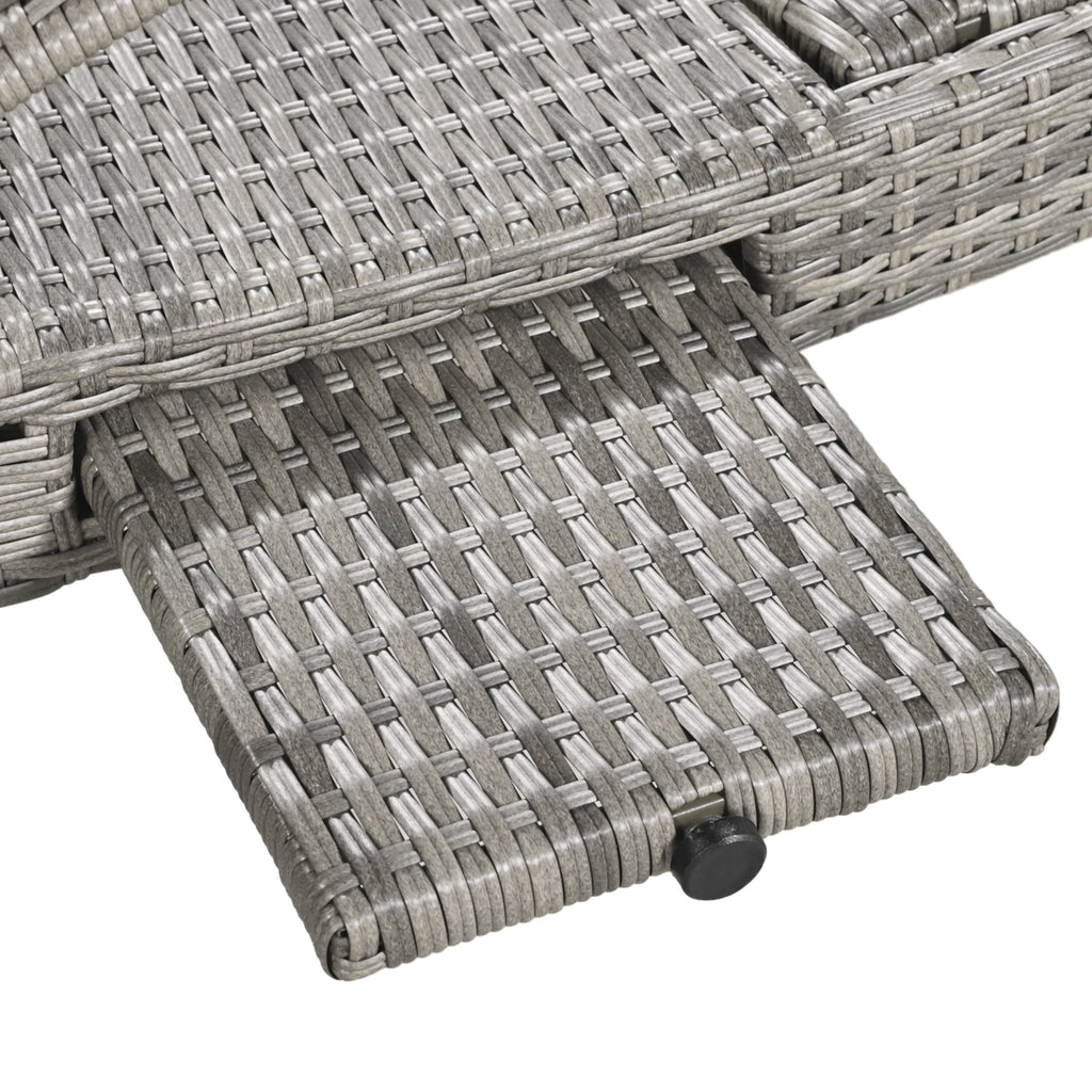 Outdoor wicker chaise lounge set with ergonomic wave design in grey by Anthony & Home, featuring comfortable cushioned seating.
