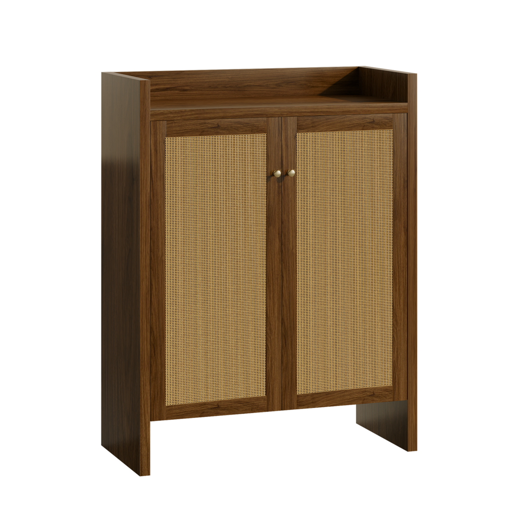 Walnut finish 6-tier Anthony & Home shoe cabinet with spacious shelves, freestanding entryway organizer from Signature Collection