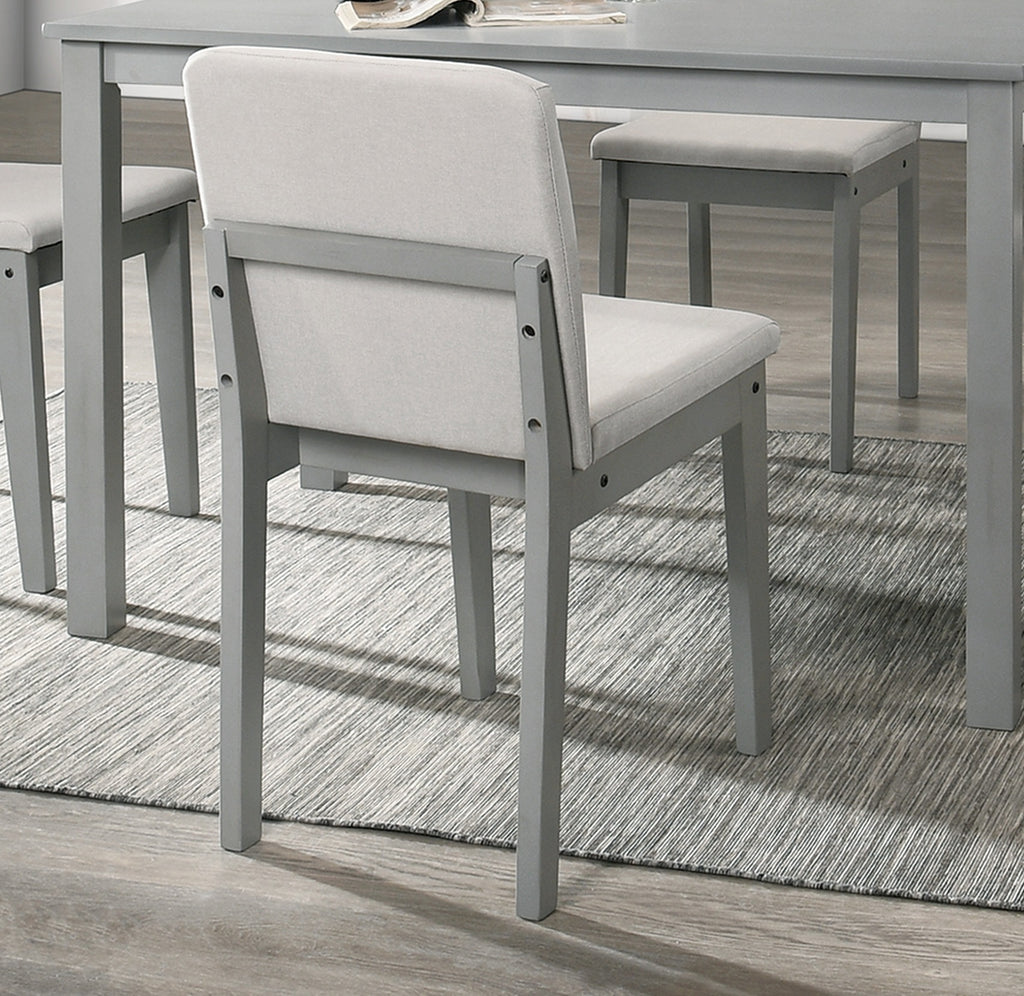 Grey Finish 5 Piece Dining Set With Table And Beige Chairs