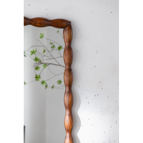 Mid Century Modern Mirror With Solid Wood Frame Wall Mount