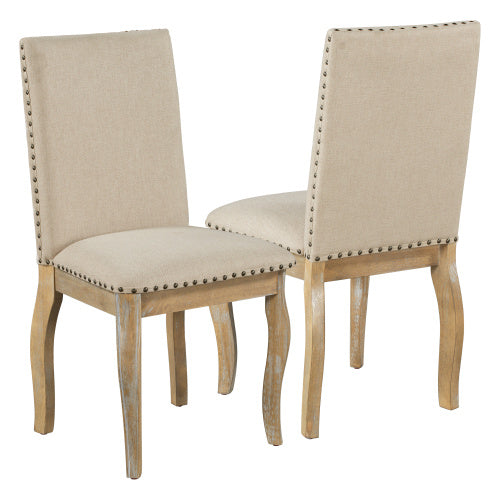 TREXM 4 Wooden Cushioned Fabric Upholstered Dining Chairs