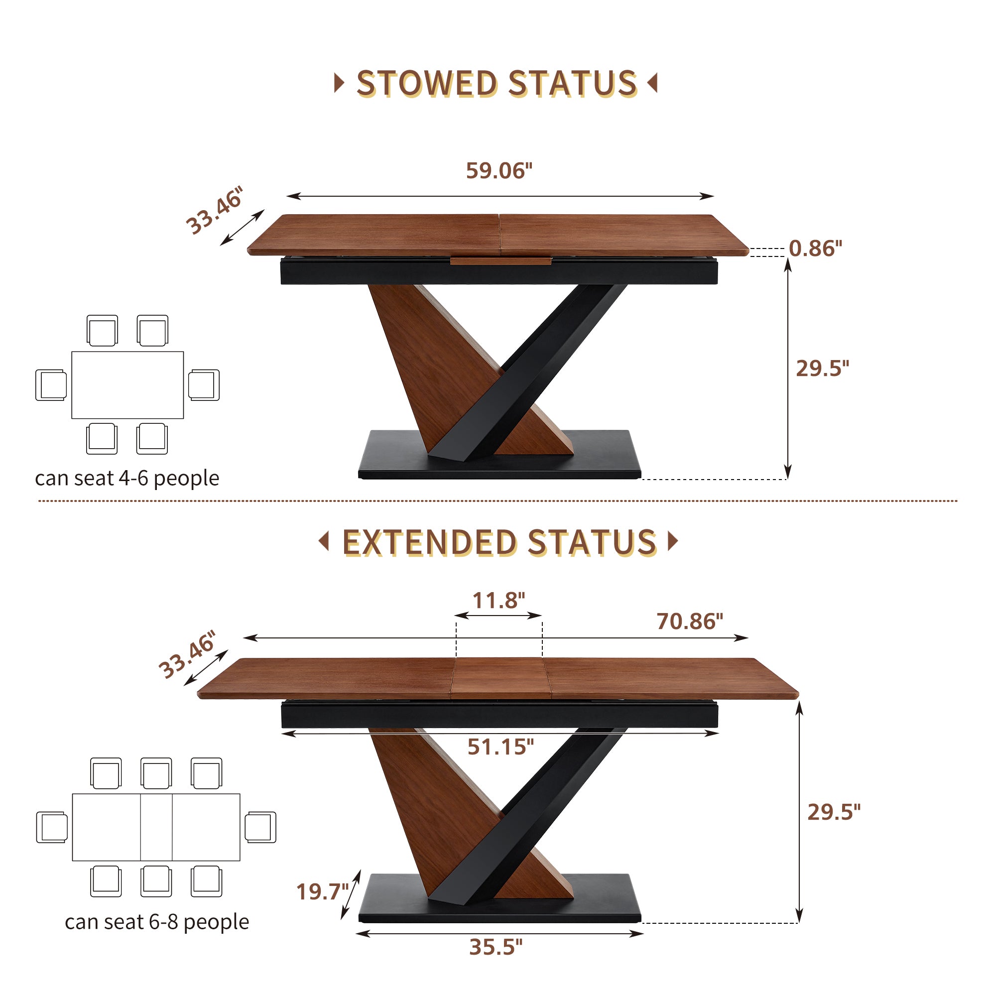 Dark walnut dining table with marble veneer top by Anthony & Home, showcasing a sleek, modern design in a stylish studio setting.