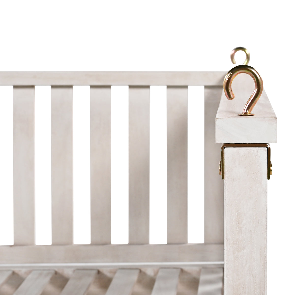 Anthony & Home Topmax Studio solid wood twin size porch swing with ropes, showing the sturdy wooden frame and hanging ropes.