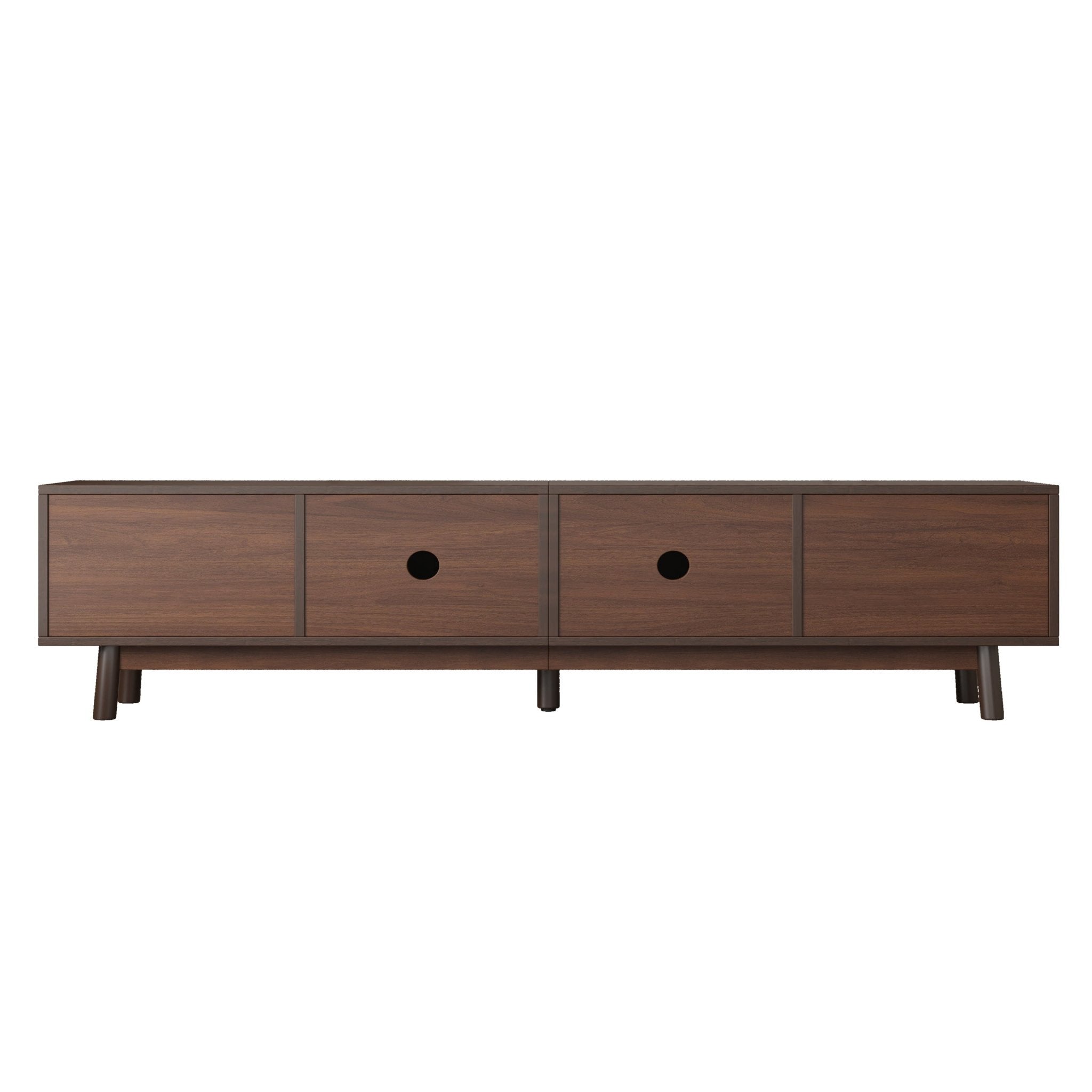 Dark brown solid wood Heritage Collection TV stand by Anthony & Home with sleek design and ample storage space.