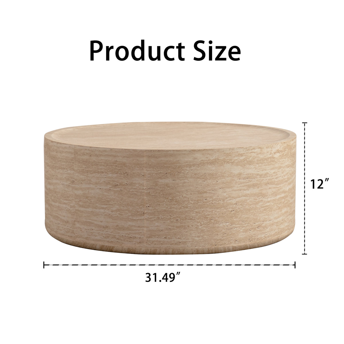 Anthony & Home Mars Pattern round drum coffee table with no assembly, featuring a stylish geometric design in a modern living room setting.