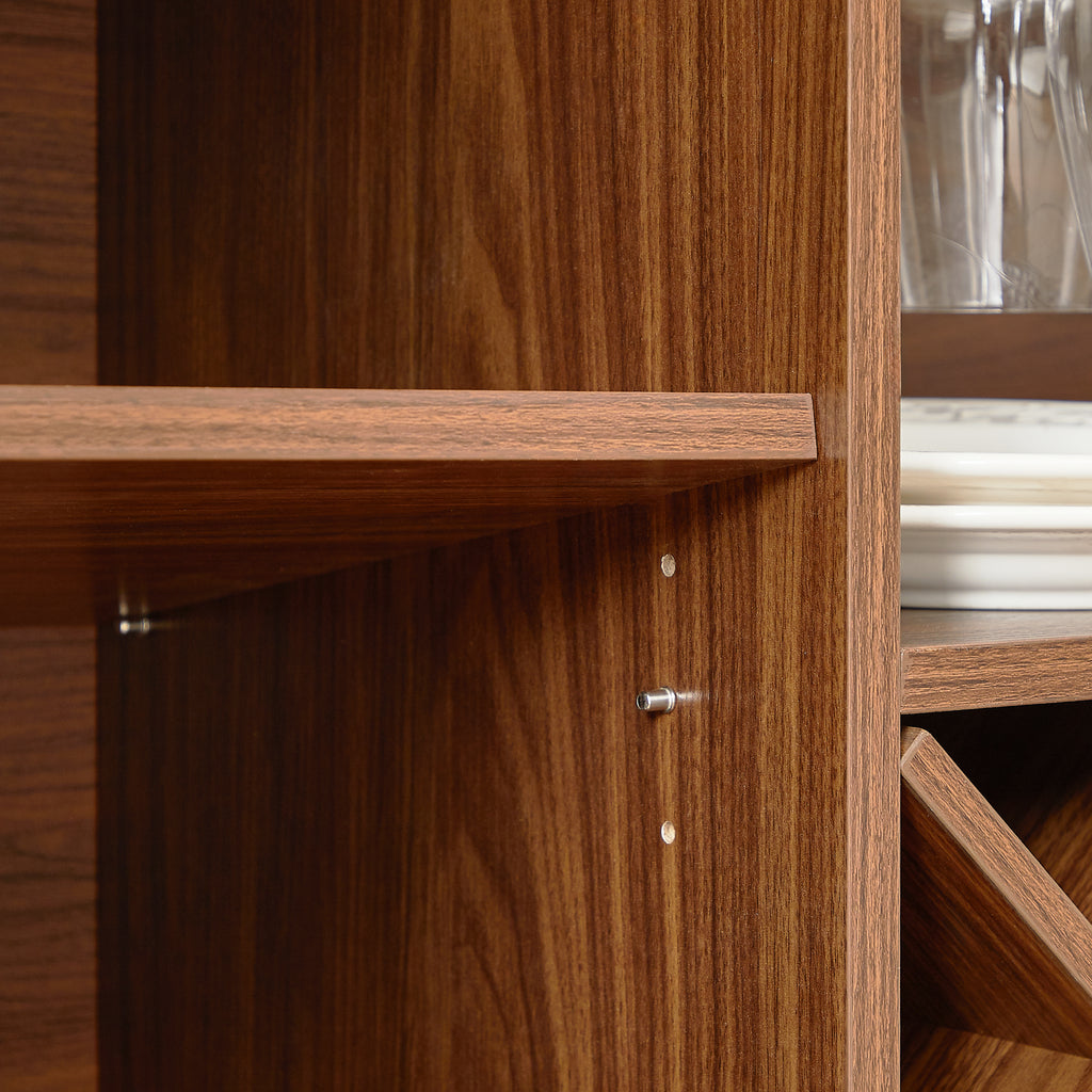 Walnut 58-inch modern wavy curve sideboard by Anthony & Home with sleek wood finish and contemporary design.