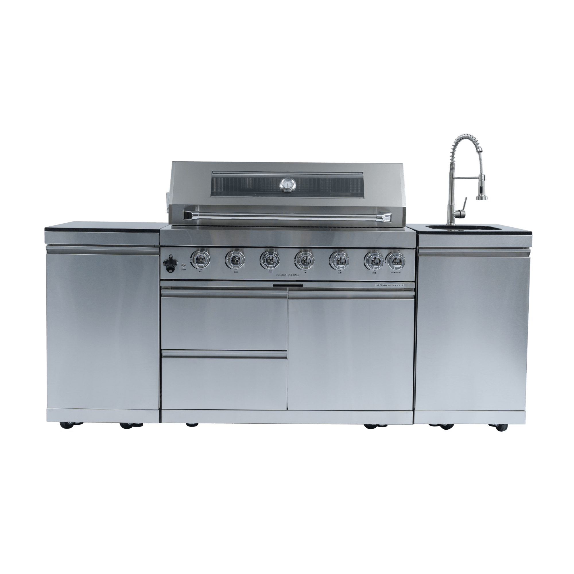 Anthony & Home Signature 43-Inch Gas Outdoor Kitchen Island with granite countertop and built-in grill for outdoor cooking.