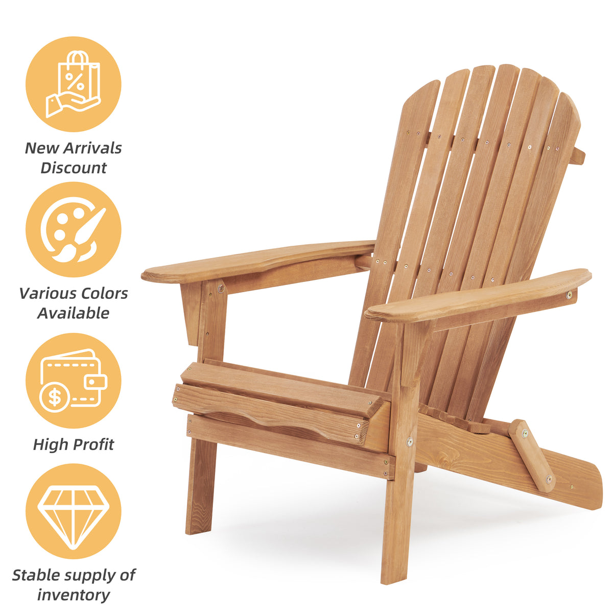 Set of two Anthony & Home Adirondack outdoor folding chairs from the Heritage Collection, weather-resistant and stylish for outdoor use.
