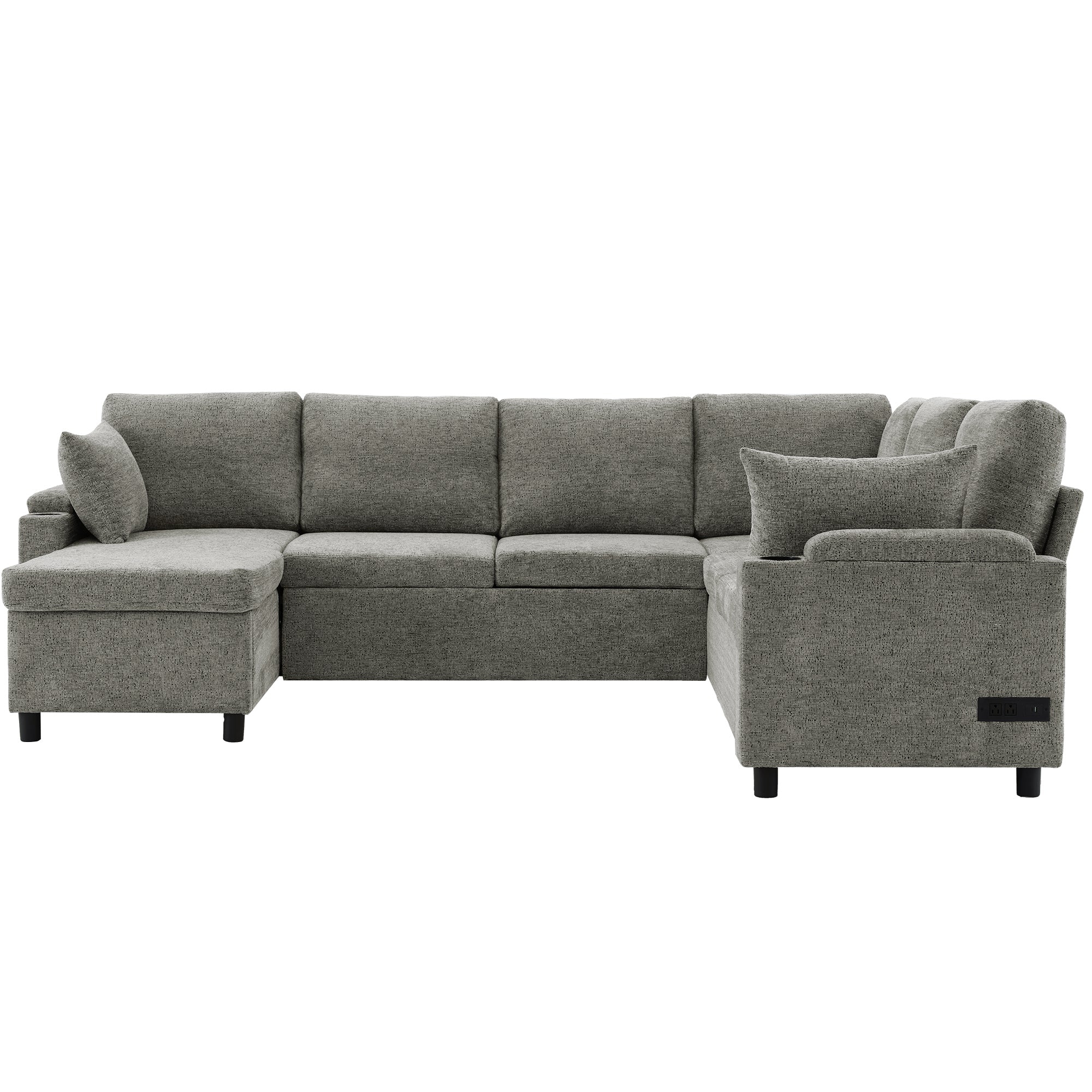 Light grey Anthony & Home chenille sectional sofa bed with plush cushions and modern design, exclusive edition for stylish living.
