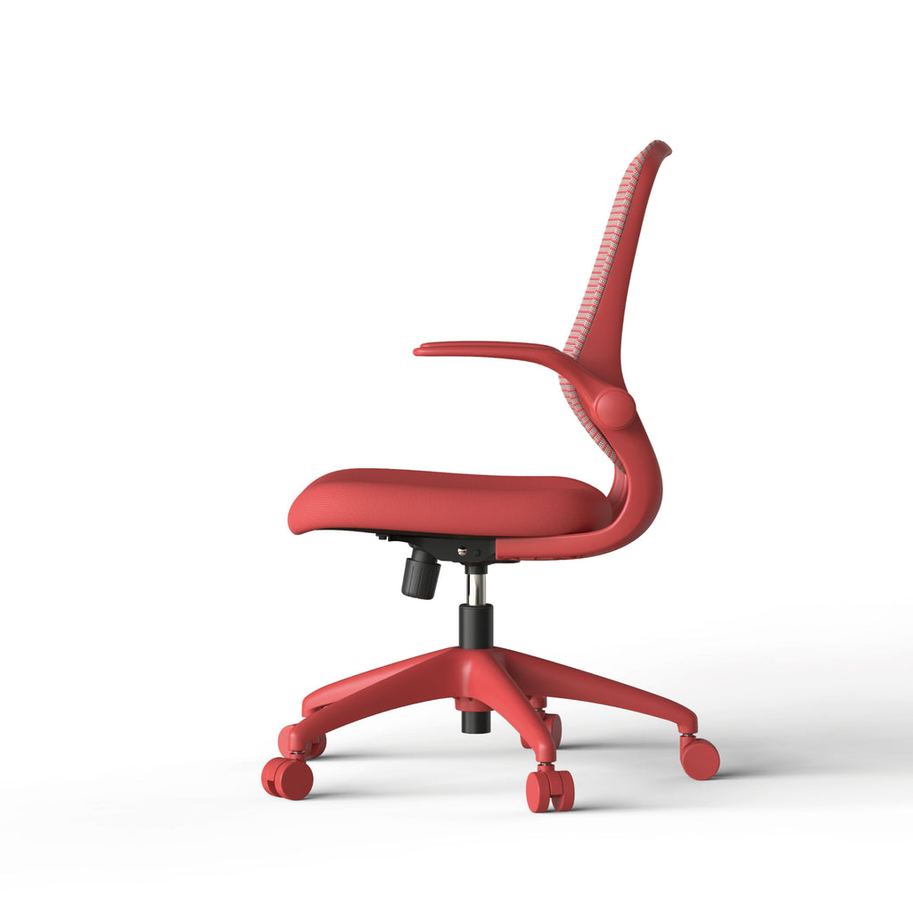 Anthony & Home ergonomic mesh office chair with red integrated foam cushion from the Atelier Collection, featuring a supportive ergonomic design.