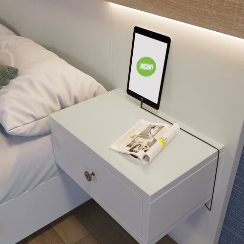 Floating Bed With Headboard Timber Slatted Bed Frame 160x200