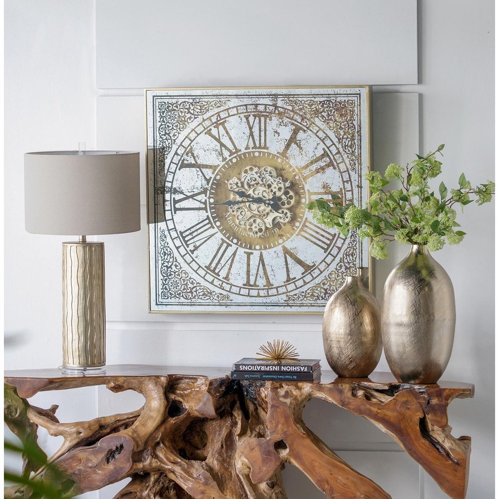 Silver And Gold Antique Style Square Wall Clock - Anthony & Home