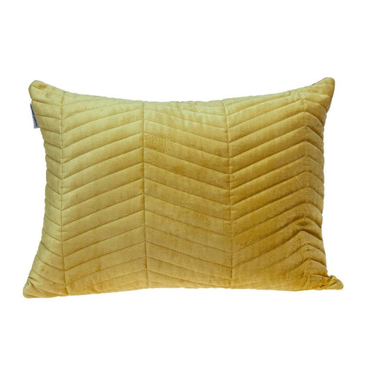 Yellow Quilted Velvet Zig Zag Decorative Lumbar Pillow - Anthony & Home
