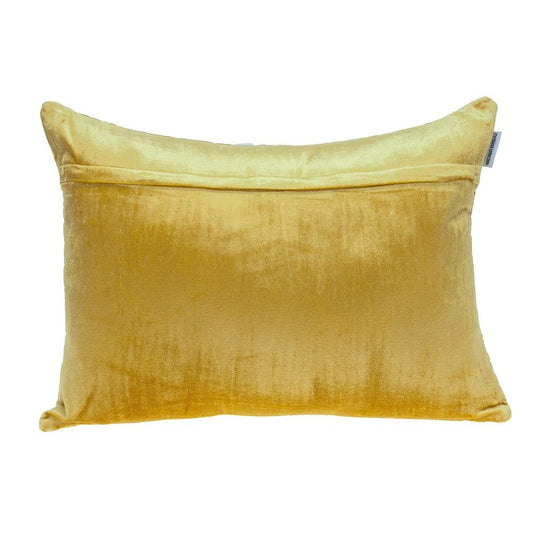 Yellow Quilted Velvet Zig Zag Decorative Lumbar Pillow - Anthony & Home