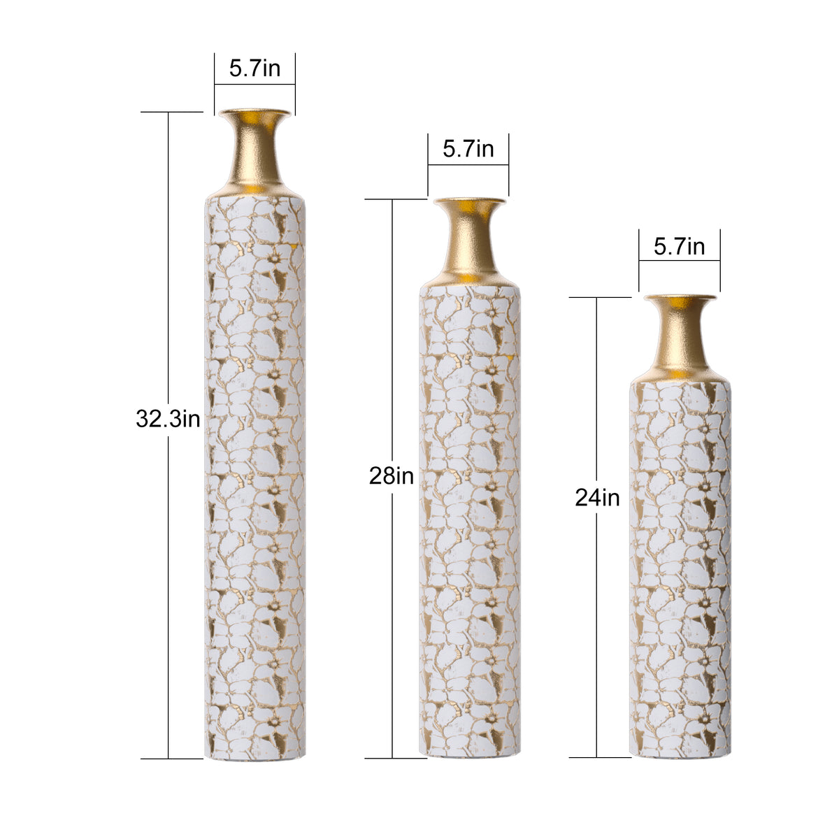 Heritage Collection floor vase trio by Anthony & Home featuring three elegant ceramic vases with textured surface and neutral tones.