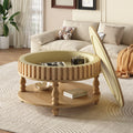 Mid-century fluted coffee table with storage in natural oak finish from Anthony & Home's Atelier Collection.
