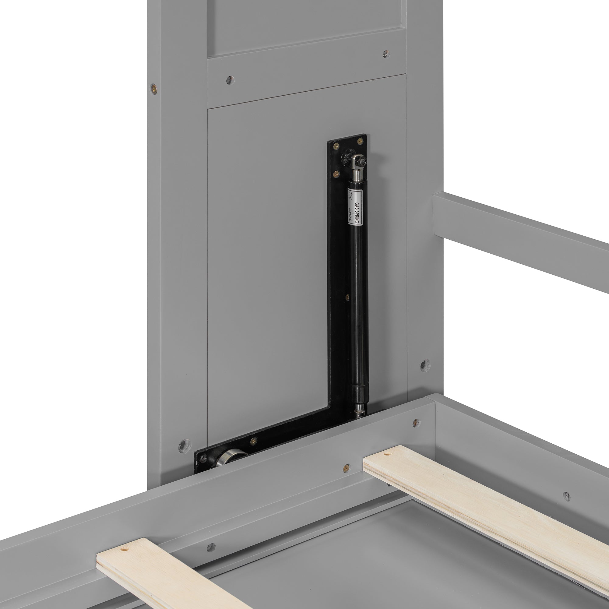 Gray solid wood Atelier Murphy Bed TV stand with built-in drawers by Anthony & Home, showcasing a modern, space-saving furniture design.