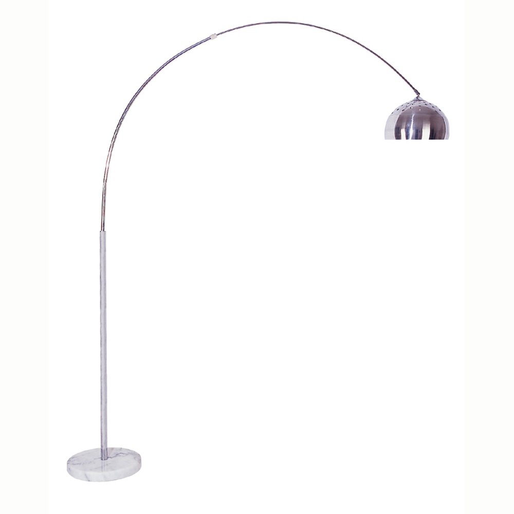 85 Inch White Arched Floor Lamp With Silver Dome Shade