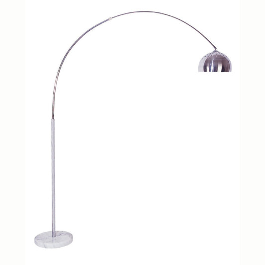 85 Inch White Arched Floor Lamp With Silver Dome Shade