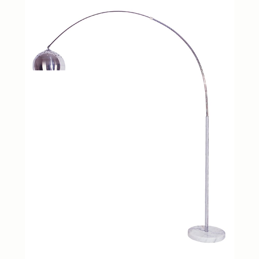 85 Inch White Arched Floor Lamp With Silver Dome Shade