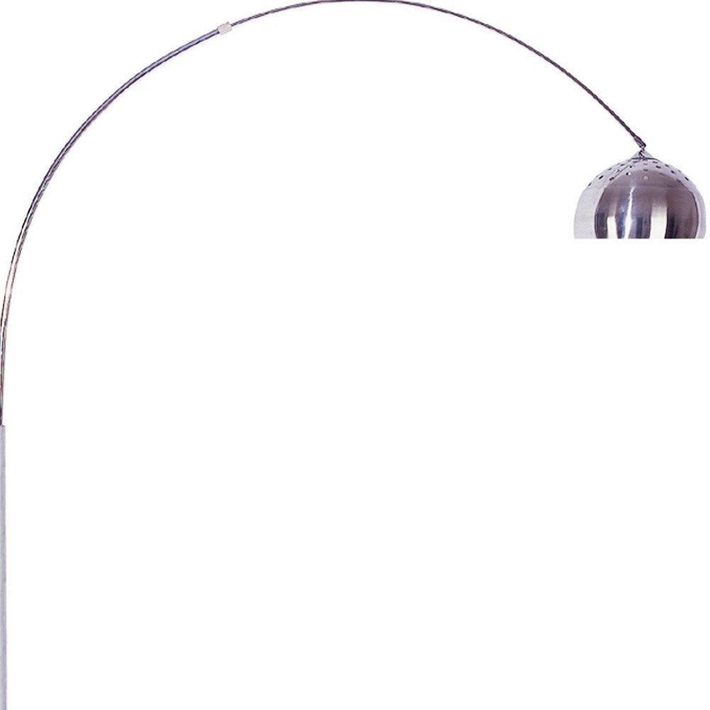 85 Inch White Arched Floor Lamp With Silver Dome Shade