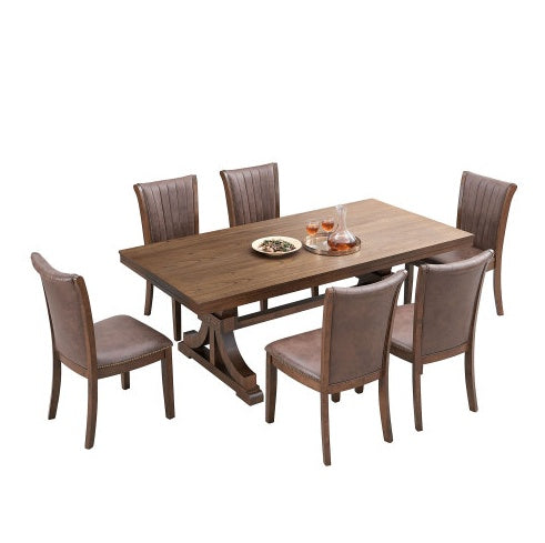 Oak Rubber Wood Dining Table For 6 To 8 With Trestle Base