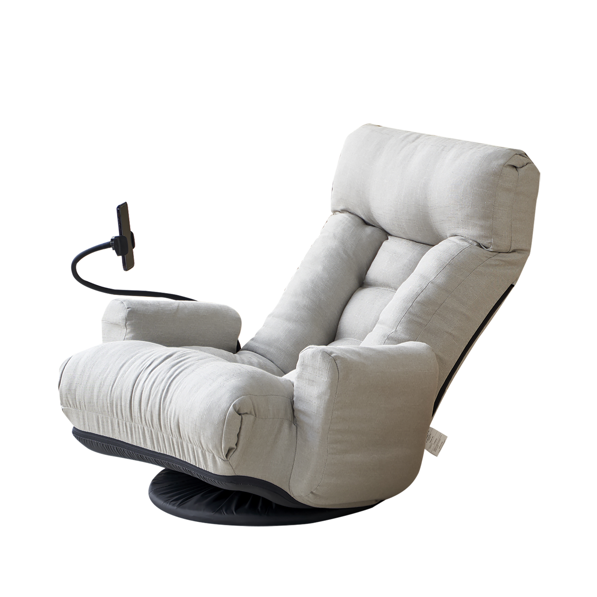 Gray Anthony & Home swivel lounge chair with 360-degree rotation, featuring a modern design and comfortable cushioned seat.