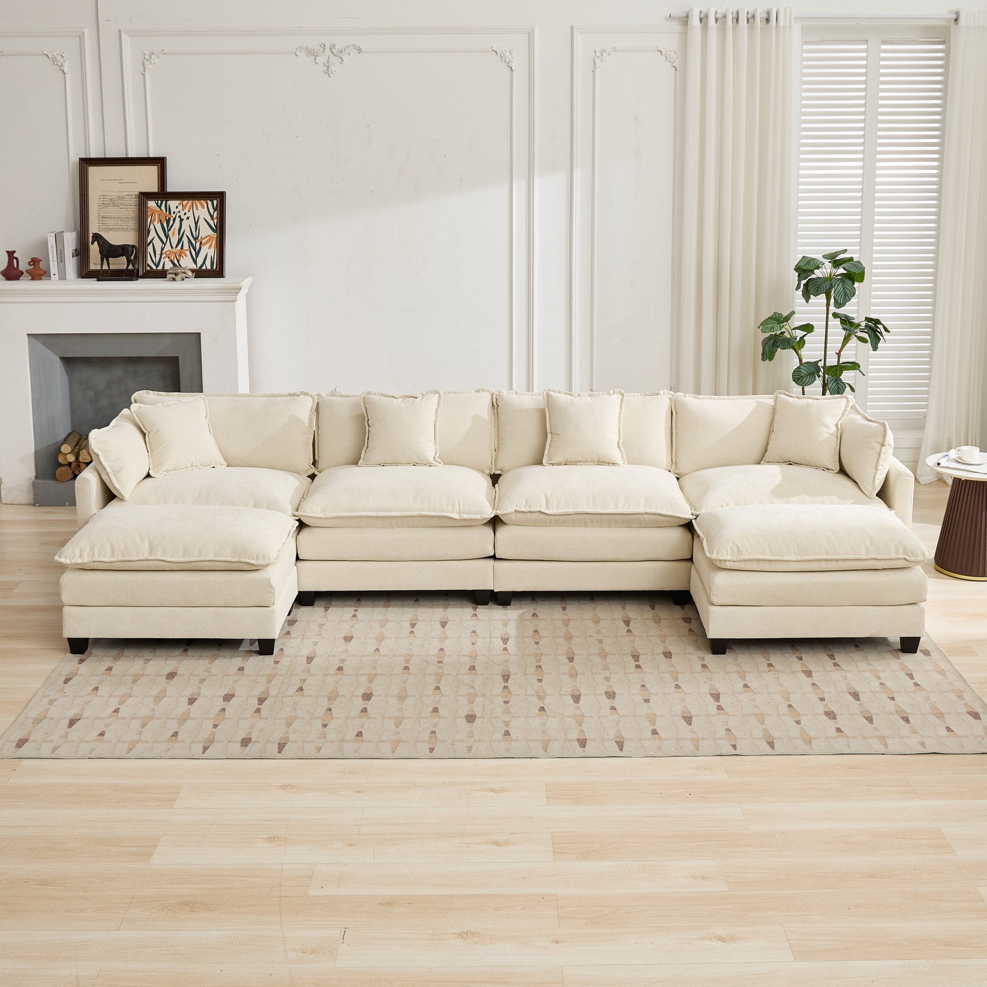 Beige Chenille sectional sofa by Anthony & Home from Cloud Studio, showcasing plush fabric and modern design in a stylish living room.