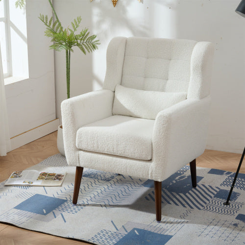 Modern White Teddy Fabric Upholstered Living Room Chairs