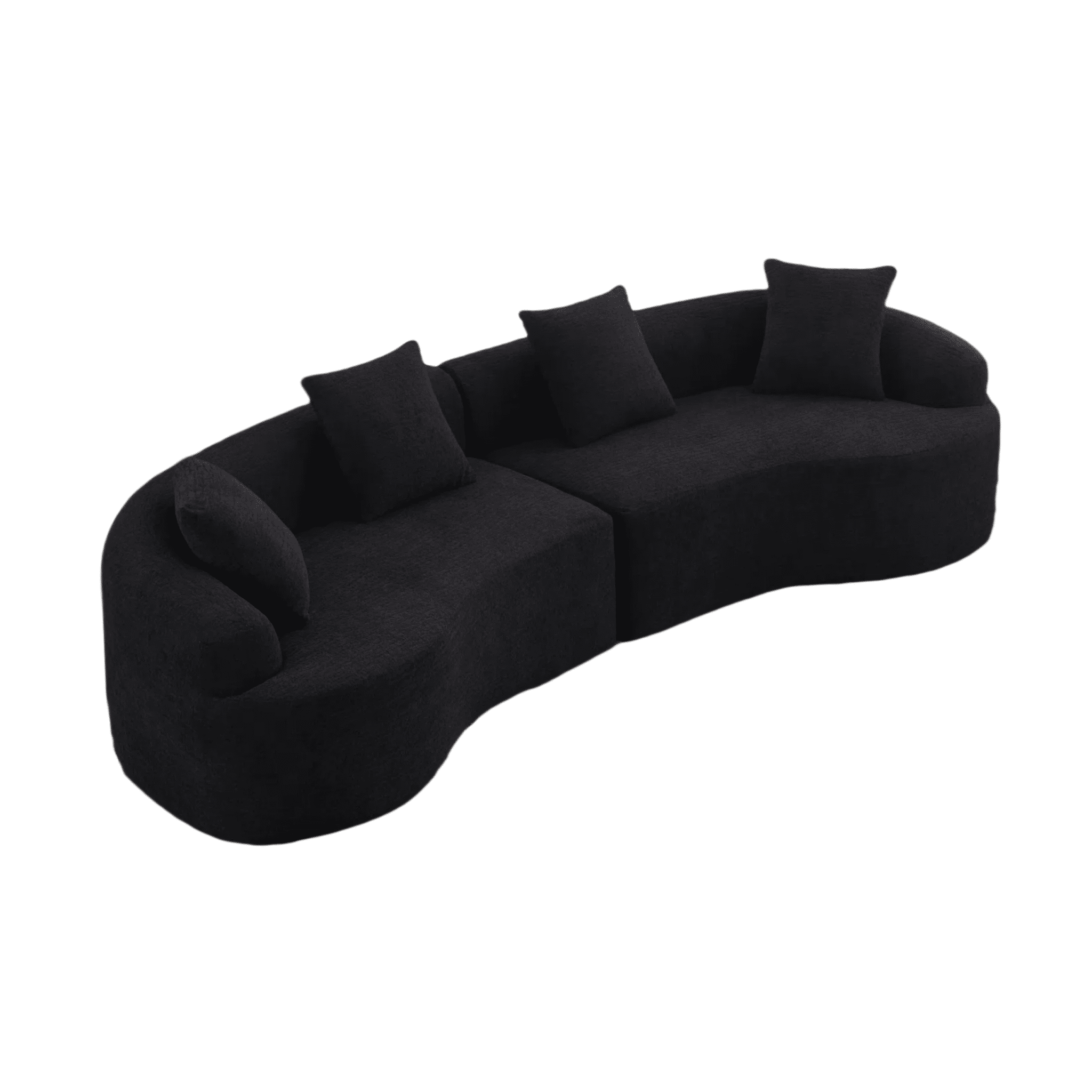 Anthony & Home Atelier Chenille Collection curved modular sectional sofa with plush chenille fabric and contemporary design.