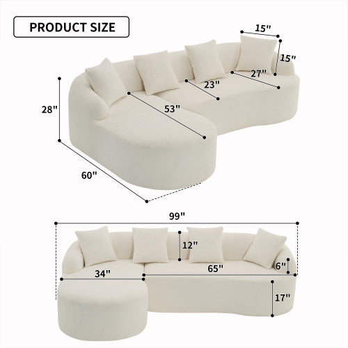 Grey Compression Sofa Chaise Longue 3 Seater