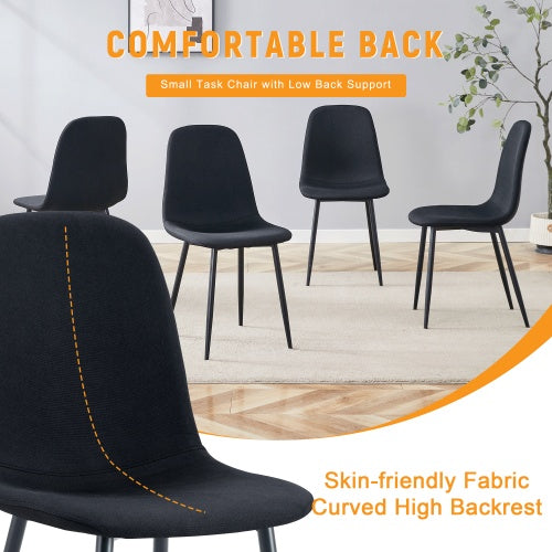 Luxury Black Linen Cotton Dining Chair Set Of 4 High Back