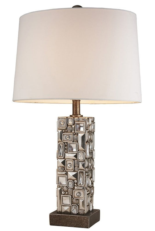 Silver Table Lamp with Abstract Mirror Design - Anthony & Home
