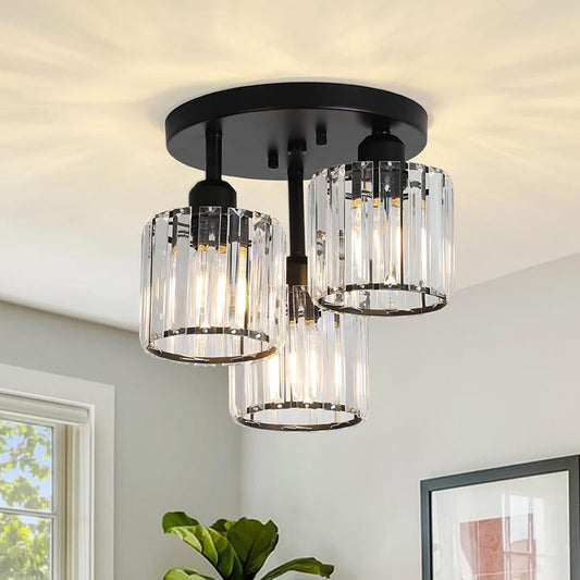 Crystal Ceiling Lights Modern Black Lamps for Hallways