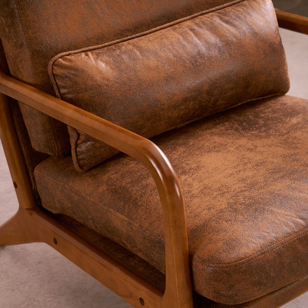 High Back Indoor Lounge Chair With Solid Wood Armrests