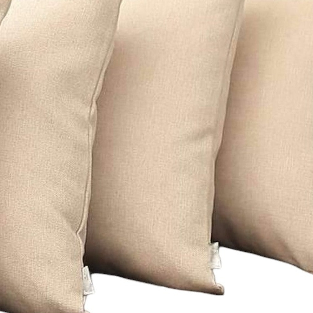 Set of Four 18" Ivory Fabric Throw Pillows-3