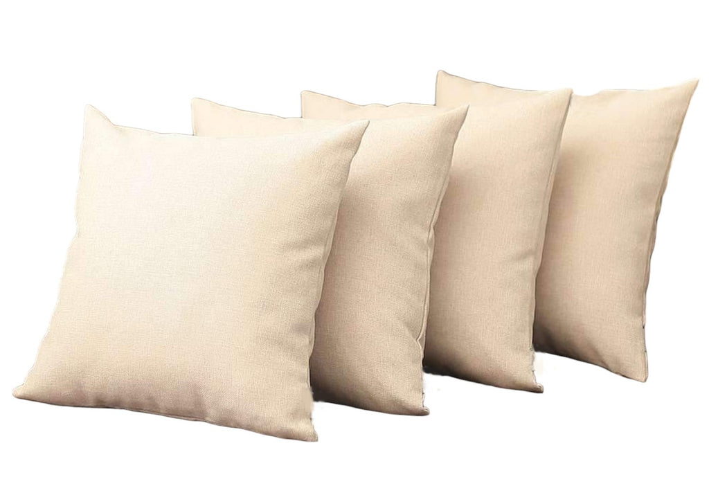 Set of Four 18" Ivory Fabric Throw Pillows-1