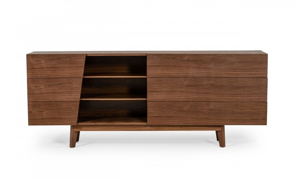 Vintage Style Walnut Veneer Six Drawer Dresser