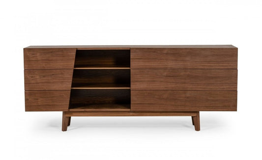 Vintage Style Walnut Veneer Six Drawer Dresser