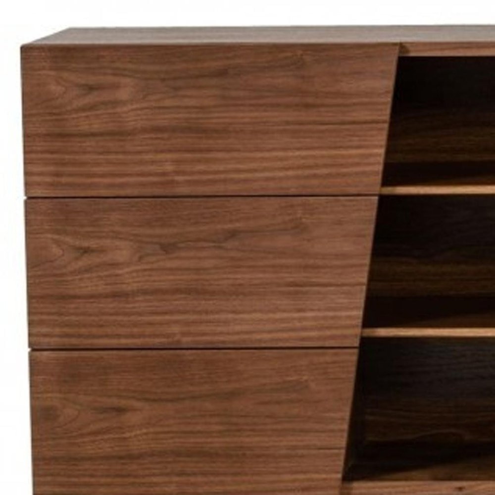 Vintage Style Walnut Veneer Six Drawer Dresser