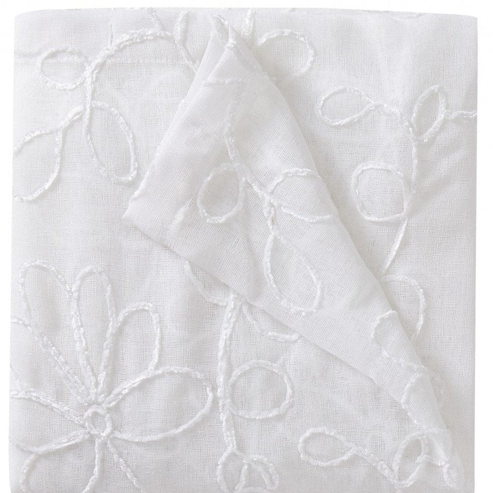 Set of Two 84" White Floral Embroidered Window Panels - Anthony & Home