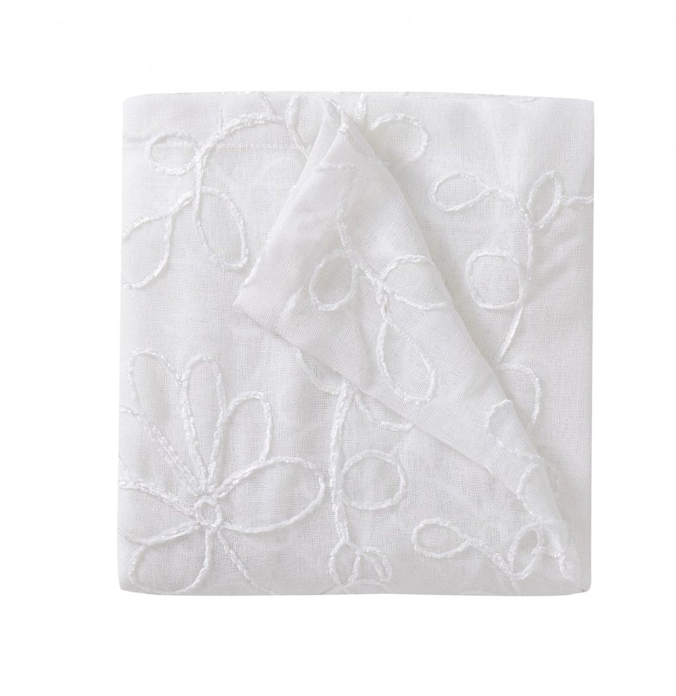 Set of Two 84" White Floral Embroidered Window Panels - Anthony & Home