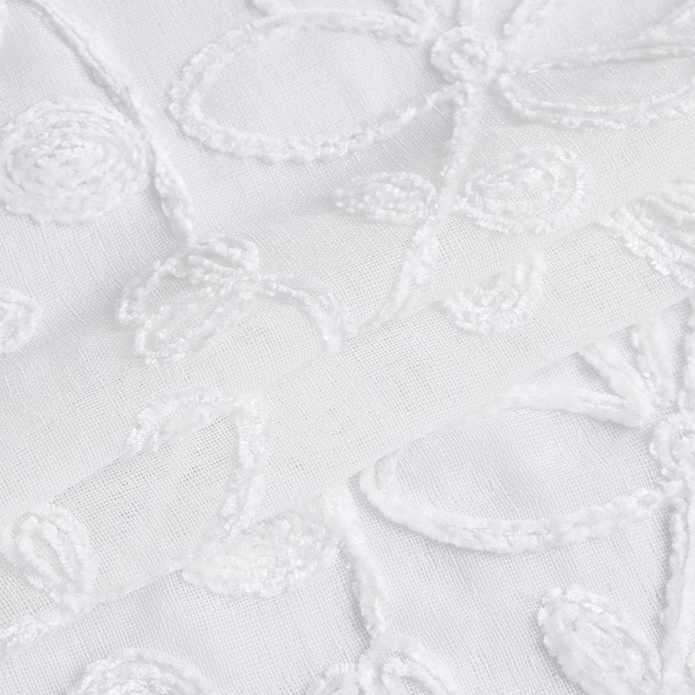 Set of Two 84"  White Floral Embroidered Window Panels