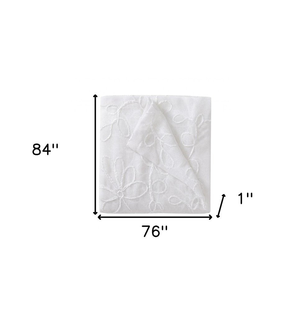 Set of Two 84" White Floral Embroidered Window Panels - Anthony & Home